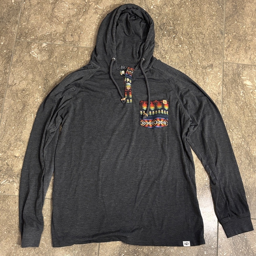 Ten tree raglan sleeve hooded tee, XL, charcoal